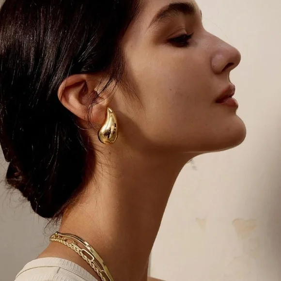 Gold Plated Teardrop Earrings - Picture 2 of 5